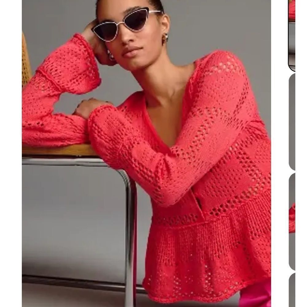 ANTHROPOLOGIE
Pilcro Pointelle Babydoll Sweater Coral‎ MP NWT in packaging - Picture 2 of 7
